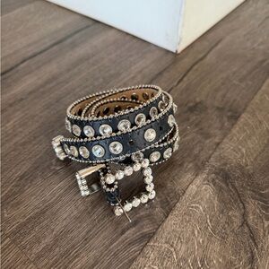 Christine Alexander L Sparkling Belt Glitzy Glam Rhinestone Cowgirl Black